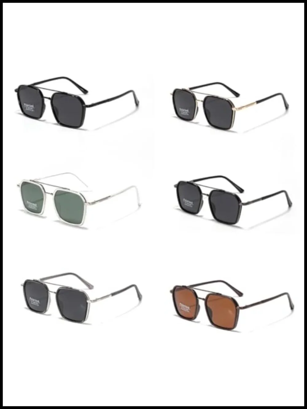 TR90 Square Double Bridge Polarized Sunglasses for Men Women